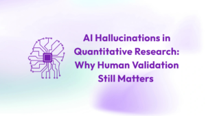 AI hallucinations in quantitative research concept with data visualization and analytics interface